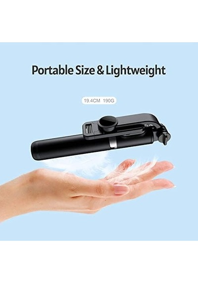 Kuzeystore Led Işıklı Katlanabilir Çok Fonksiyonlu Kablosuz Bluetooth Kumandalı Tripod Selfie Çubuğu, Vlog, Video, Grup Fotoğraf, Özçekim