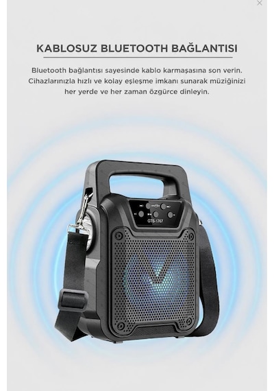 Torima GTS-1767 Bluetooth 5.0 RGB Işıklı El Fenerli Kablosuz Speaker