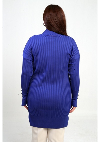 By Saygı Kadın Kolları Düğme Detaylı Büyük Beden Fitilli Tunik Bluz Saks