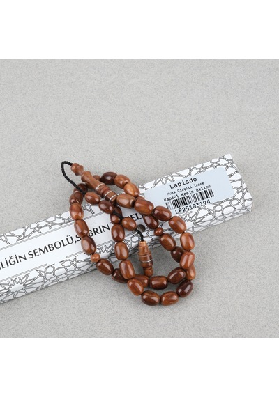 Kuka Gerçek Doğal Lapisdo İmzalı Kapsül Kesim 8x11mm Tesbih Kahverengi