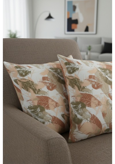 Chevron Bohem Dekoratif Punch Yastık Kırlent Kılıfı 2 Adet 45x45 Sonbahar Rüyası Yeşil 45 x 45