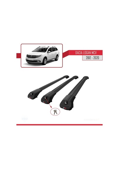 Dacia Logan Mcv 2012-2020 Arası İle Uyumlu Ace-1 Ara Atkı Tavan Barı Siyah 3 Adet Bar