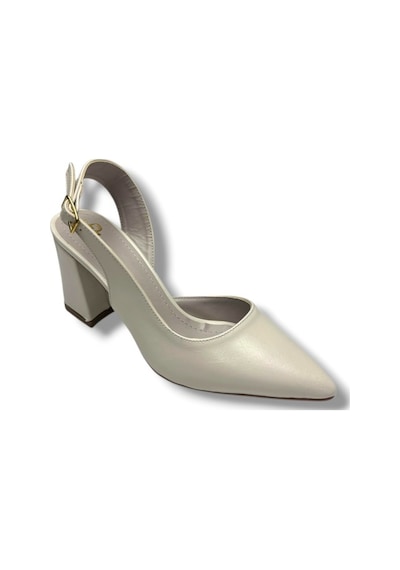 Gedik Pasha 909-26 Cilt Kare Topuk Kadın Stiletto 8cm Krem