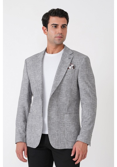 Comfort Fit Torba Cep Esnek Pamuklu Nefti Blazer Ceket C 740