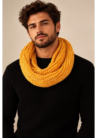 Boldy Örme Boyunluk Triko Atkı Hardal Unisex (528290235)