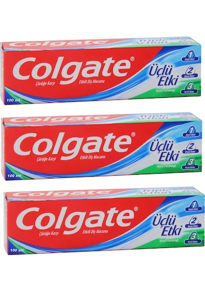 Colgate Üçlü Etki Çürüğe Karşı Etkili Diş Macunu 100 ML x 3