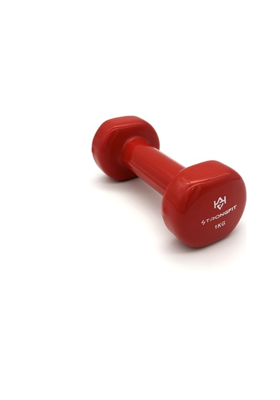 Alin Sport Vinyl Kaplı Dambıl 1 Kg Fitness, Pilates Ve Ev Egzersiz Ağırlığı Kırmızı