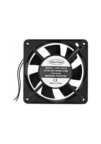 120x120x25mm 12cm 25mm 0.08a 220v Ac 2p Fan Siyah