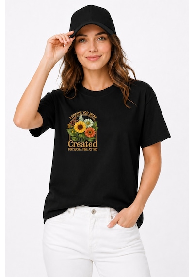 Bayloranzzo Perhaps %100 Pamuk Heavy Cotton Premium Kalite Kadın Tişört Siyah