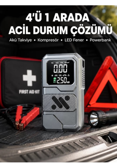 Araçlar İçin Akü Takviye Lastik Şişirme Ve Powerbank Cihazı Cn
