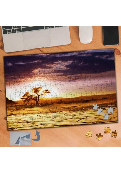 Kurak Çöl, Mor Gökyüzü 240 Parça Puzzle Yapboz Tablo-524