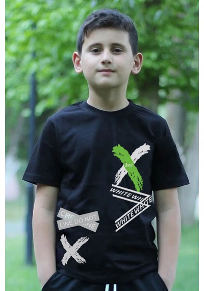 Fyk Kids 3lü Baskılı Collection Erkek Çocuk Beyaz Siyah Gri T-shirt Çok Renkli