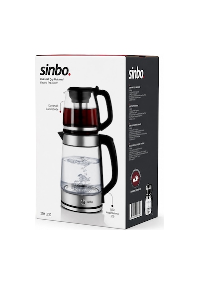 Sinbo 2'si 1 Arada Çaycı - Kettle - 2.0l + 1.2l Kapasite - Cam Gövde Renkli