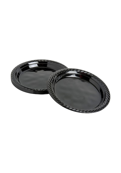 Roll-up Kullan At Renkli Siyah Parti Davet Plastik Tabak - 22 Cm. - 25 Adetlik 5 Paket
