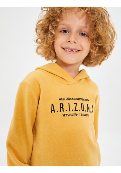 Koton Kapşonlu Sweatshirt California Baskılı Şardonlu Hardal 4wkb10041tk 4WKB10041TK192 Hardal