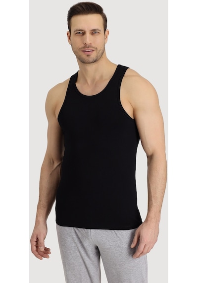 Kiğılı 2'Li Comfort Hipster Pamuklu Atlet & Boxer Seti Hy22Sykgab008 Siyah