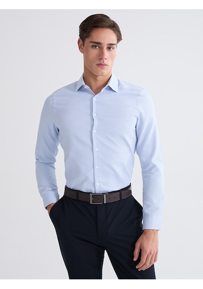 Lcw Busıness Mavi Slim Fit Uzun Kollu Armürlü Erkek Gömlek