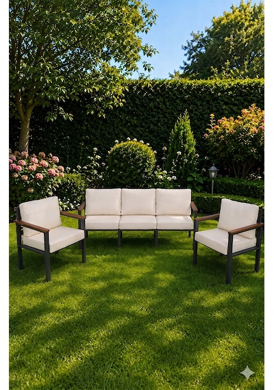 Neokas Bahçe Takımı, 1+1+3, Balkon Mobilyası, Masasız Balkon Seti Beyaz