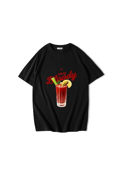 Brz Collectıon Brz Collection Unisex Oversize Bloody Mary T-shirt Siyah