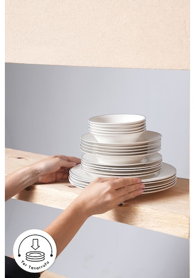 Karaca  Elegance Bone Rebeca 24 Parça 6 Kişilik Yemek Takımı Platin