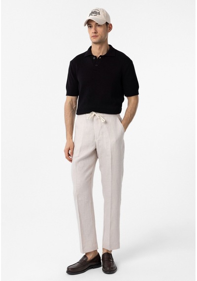 Antioch 100% Pamuk Polo Yaka Triko T-shirt Siyah