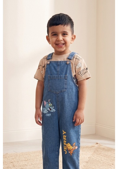 Nota Kids Erkek Çocuk Kot Salopet Ve Tişört Set 3-6 Yaş Mavi