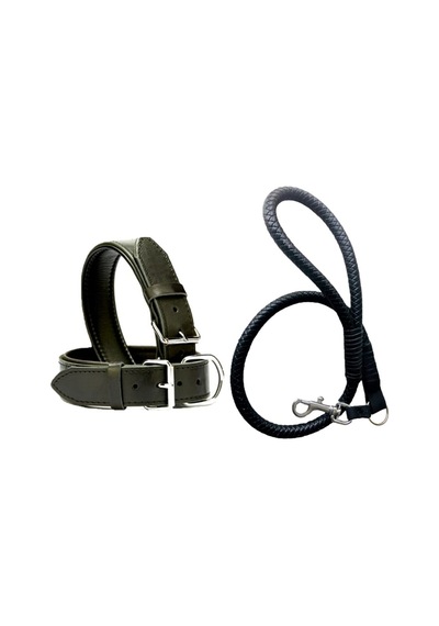 DESİNGSHOP Siyah Deri Örgü Köpek Gezdirme Kayışı 90cm Ve Siyah De