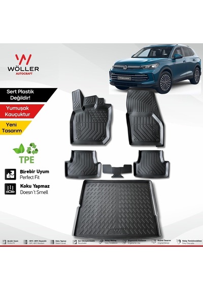 Ayrex Wöller Volkswagen Tiguan İle Uyumlu Paspas Bagaj Havuzu Set 2024 Sonrası 3d Ultraflex Set Genel