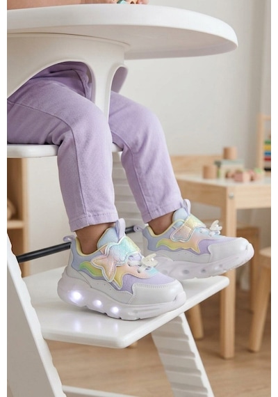 Cool Lila Cırtlı Işıklı Anatomik Bebek Spor Ayakkabı Sneaker Aria B