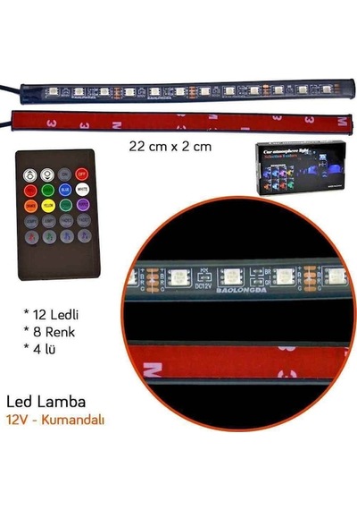 Araç Içi Ayak Altı Led Aydınlatma Rgb 9Led Kumandalı (533586207)