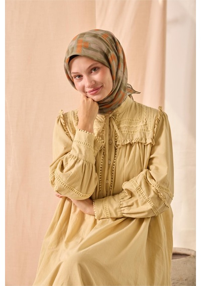Silk Home Soft Eşarp 73096-12 Su Yeşili, Turuncu, Haki, Gri