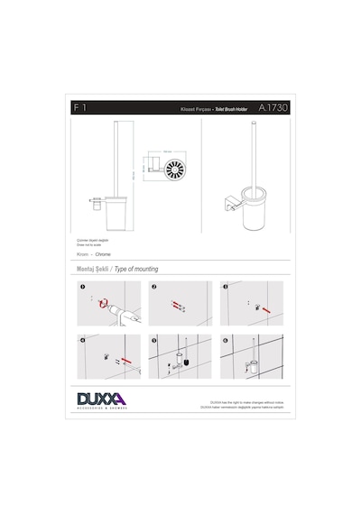 Duxxa F1 Klozet Fırçası- Krom A.1730 Gri