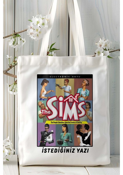 Art Hediye Sims Oyun Baskılı Omuz Çanta Kişiye Özel Model 5 Çok Renkli