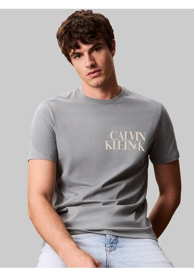Calvin Klein Ss 30s Eu Ck Ny Word Gri Erkek Tişört