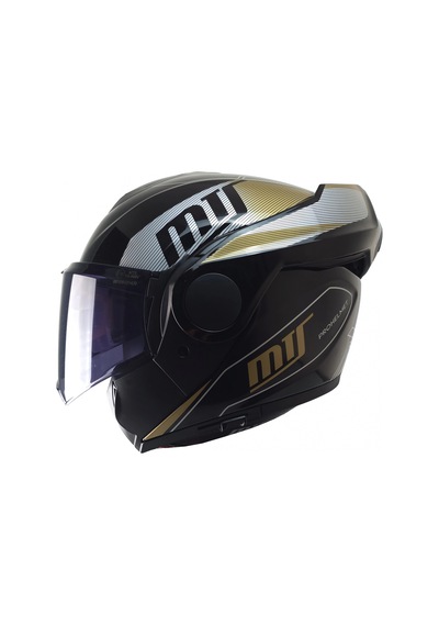 Mts 969 Çene Açılır Modüler Kask Orbit P.siyah-gold Siyah Camlı+güneş Vizörlü