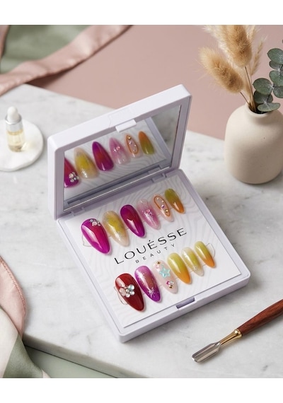 Louésse Candy Splash Takma Tırnak 12 Li Renk Geçişli Taşlı Nail Set