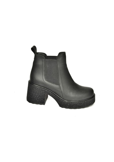 Fox Shoes T996220009 Siyah Kalın Topuklu Kadın Bot Siyah-Suni Deri