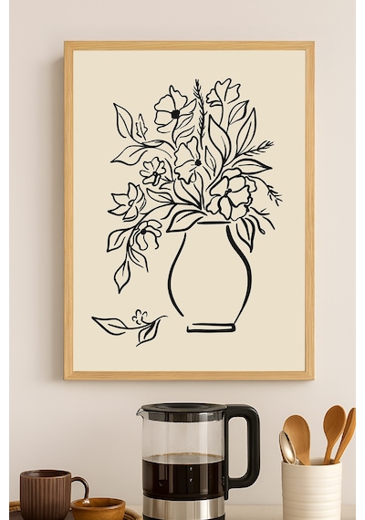 Vase Ahşap Çerçeveli Poster, Dekoratif Sanatsal Duvar Tablosu