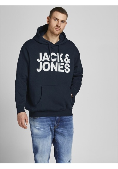 Jack & Jones Jack&Jones Kapüşonlu Büyük Beden Lacivert Erkek Sweatshirt 12163777 Lacivert
