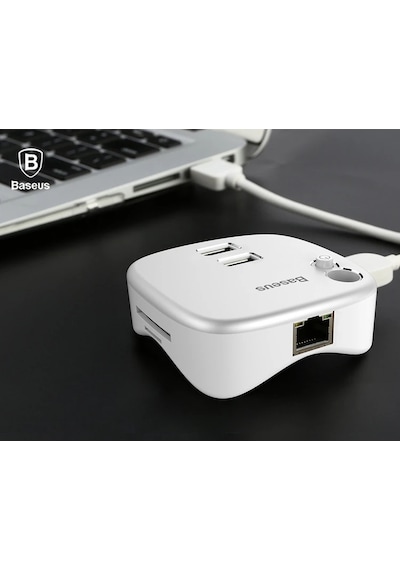 Baseus Çok Fonsiyonlu Notebook Adaptörü Hub Dual Usb 3.0 Rj45 Tf/sd- 5775 Renkli