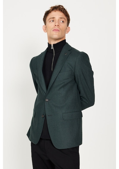 AC&Co / Altınyıldız Classics Erkek Yeşil Slim Fit Dar Kesim Mono Yaka Desenli Yünlü Ceket AC&Co / Altınyıldız Classics Erkek Yeşil Slim Fit Dar Kesim Mono Yaka Desenli Yünlü Ceket