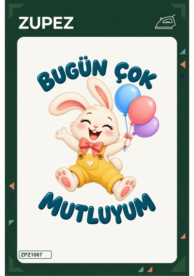 Bugün Çok Mutluyum 19x25 Cm Ütüyle Uygulanan Baskı Zpz1067 - 928156607