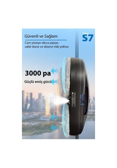 Hey+ Cam Silme Robotu Cam Temizleme Robotu Su Püskürtme Özellikli S7