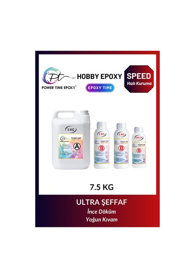 7.5 Kg Hobi Epoksi Speed/ Hızlı Kuruma/ Şeffaf Epoksi Reçine Ince Döküm
