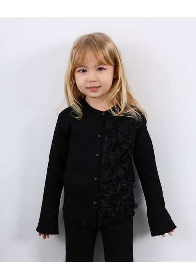 Miniko Kids Kız Çocuk Bayramlık Çiçek Detaylı Kaşkorse Taytlı Takım Siyah