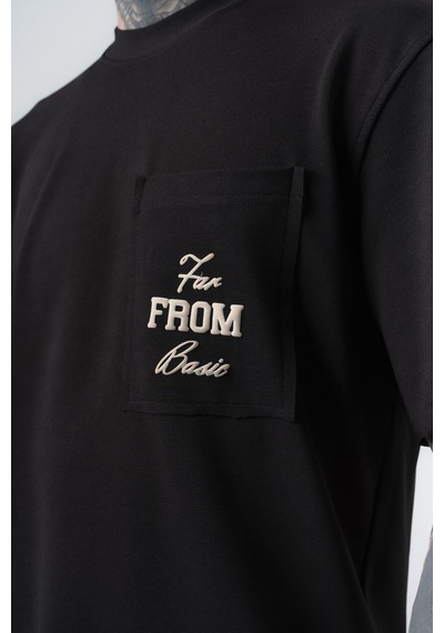Respire Erkek Far From Basic Baskılı Regular Fit T-shirt Şort Takım Siyah