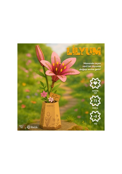 Ahşap Lilyum Maketi 3d Puzzle Ahşap Minyatür Maket Kiti Dıy Kendin Yap