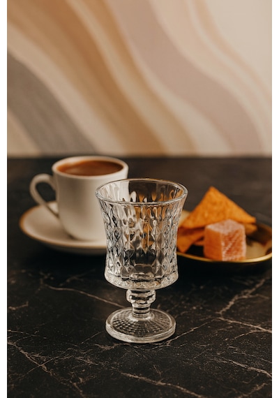 6 Lı Kristal Cam Kahve Yanı Su Bardağı Bardak 85ml şeffaf