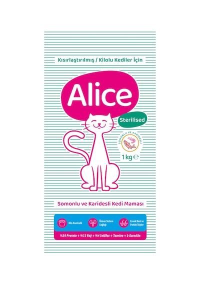 Alice  Somonlu Karidesli Light Kısırlaştırılmış Yetişkin Kedi Maması 6 x 1 KG