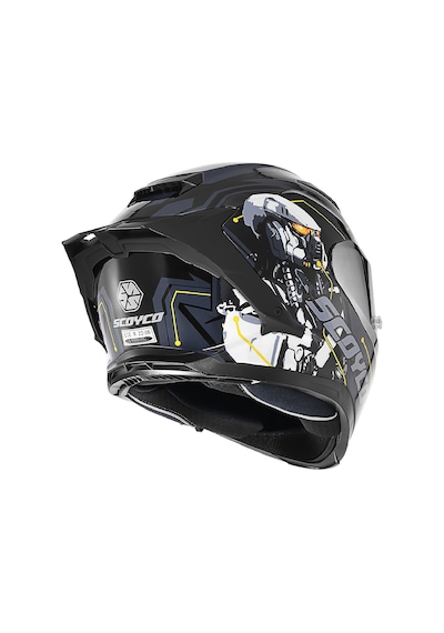 Motoanl Full Face Ce Yüksek Güvenlikli Motor Kaskı Cyber Edition Siyah Beyaz